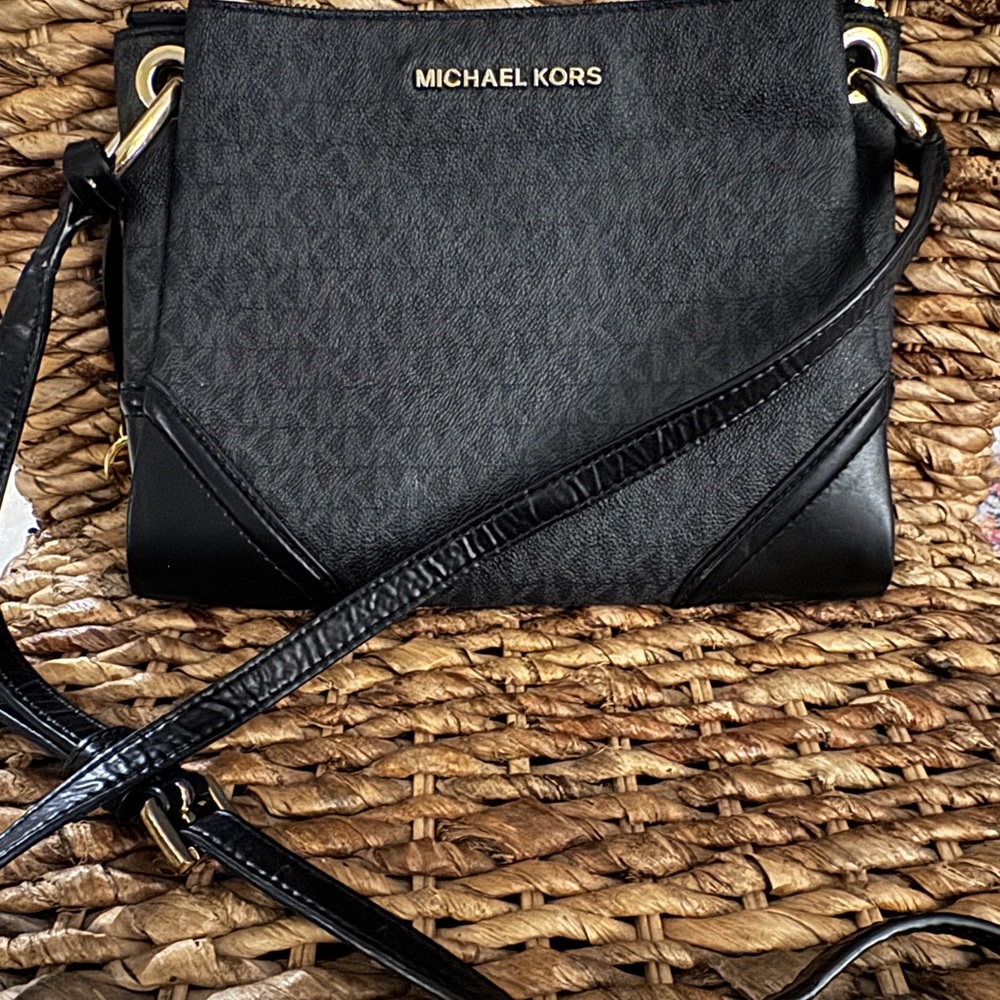 Michael Kors Black Crossbody Bag with Gold-Tone Hardware
